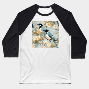 North American Birds - Magpie Baseball T-Shirt